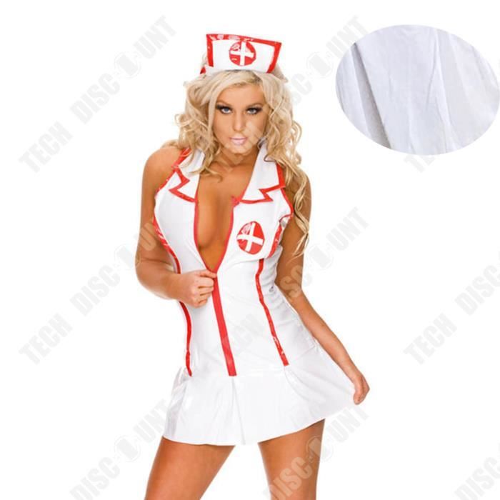 TD® Halloween mince corps infirmière Costume Costume scène robe jeu habiller uniforme tissu extensible matériel vêtements habiller
