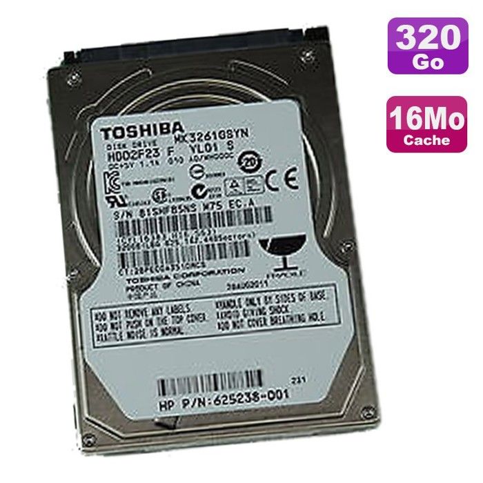 Disque Dur Interne Toshiba Disque Dur PC Portable 320Go Sata 2.5" Toshiba Mk3261Gsyn 7200Rpm 16Mo