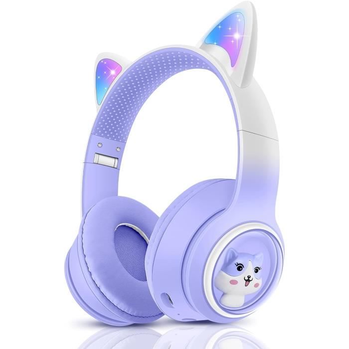 Casque Audio Enfant Bluetooth Sans Fil Avec Microphone Lumières Led