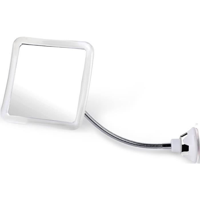 Miroir De Douche Anti-buée Nogeqi Sans Cadre - 17 X 13 Cm, Avec Ventouse Et Crochet Adhésif, Pour Rasage Sous La Douche