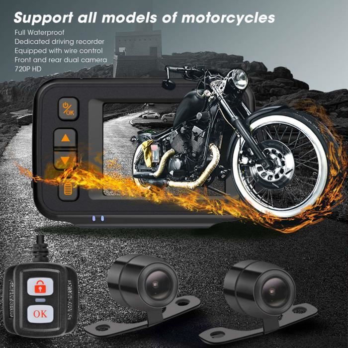 Caméra Moto DVR 1080P Grand Angle 120° - Enregistreur Vidéo Avant/Arrière Étanché Avec Écran LCD