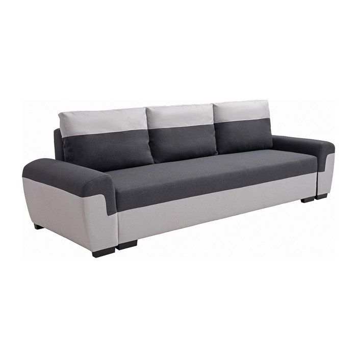 Canapé 3 places convertible en tissu anthracite et gris clair GABY II