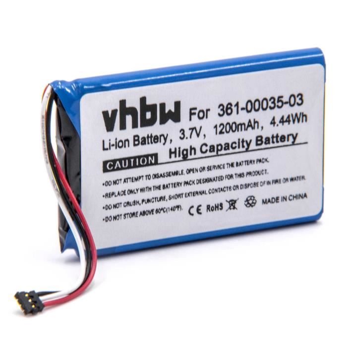 vhbw Batterie remplacement pour Garmin 361-00035-03, AI32AI32FA14Y, 361-00035-00 pour GPS, appareil de navigation (1200mAh, 3,7V,