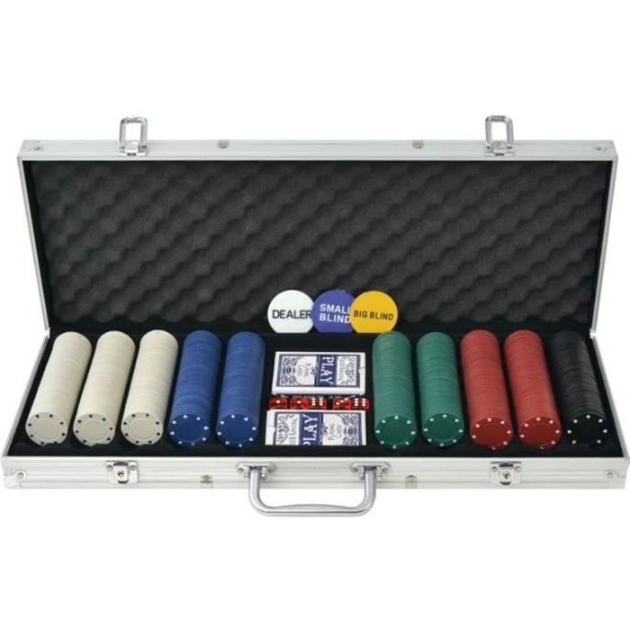 Jeu de poker VIDAXL avec 500 jetons en aluminium - Pour 4 joueurs ou plus - Passe-temps populaire pour adultes