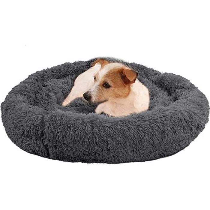 XJYDNCG Panier Chien,Panier Rond pour Chien, Coussin Chat Apaisant en Peluche Doux et Confortable(gris50cm)