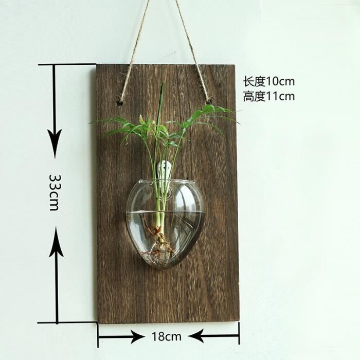 Lot de 4 pots de fleurs muraux en bois pour plantes d'intérieur, décoration murale en bois, vase mural à suspendre avec poche de ferme, vase mural pour fleurs séchées et verdure décorative