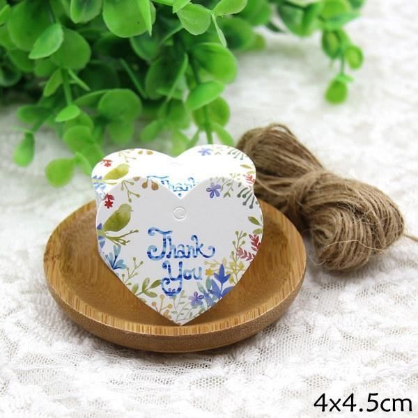100 étiquettes Cadeaux 'Grazie Di Cuore' - 5x4,5 Cm - Avec Ficelle - Pour Emballage Cadeau élégant - 9