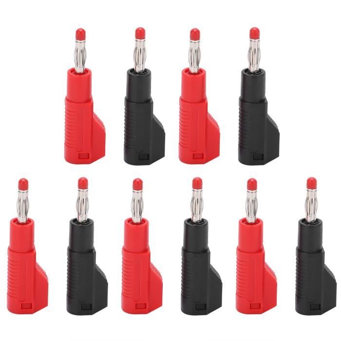 Kit De 10 Fiches Banane Rétractables 4mm - Rouge Et Noir, Pour Câblage Industriel Et électronique
