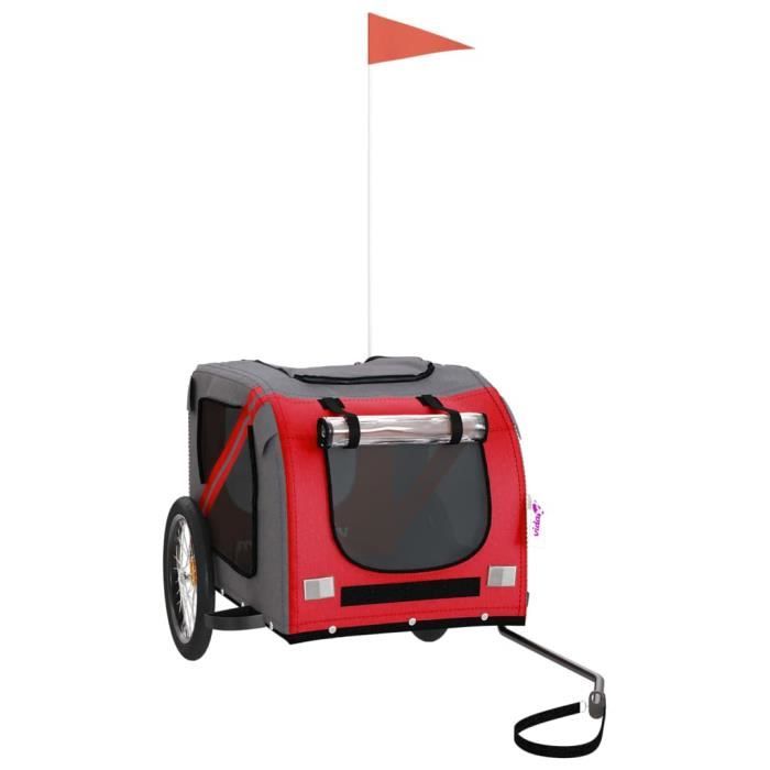 Remorque de vélo pour chien - ZJCHAO - Rouge et gris - Capacité de charge 45 kg