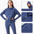 Survêtement Femme - Nouveau survêtement de yoga fitness à capuche confortable - Bleu HY™-1