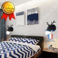 TD® Applique murale rétro moderne en bois, adaptée à la chambre d'enfants, au salon, à la table de chevet, bleue (sans ampoule E27)-1