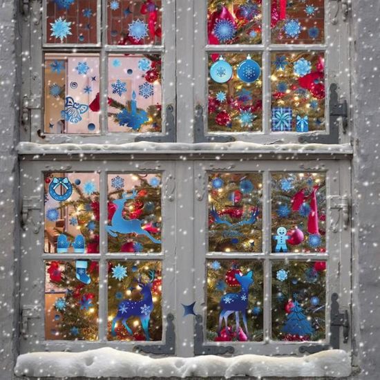 Lot De 196 Autocollants De Noël Pour Fenêtre | PVC Réutilisable, Double Face | Père Noël, Sapins, Flocons… | Déco DIY - 11