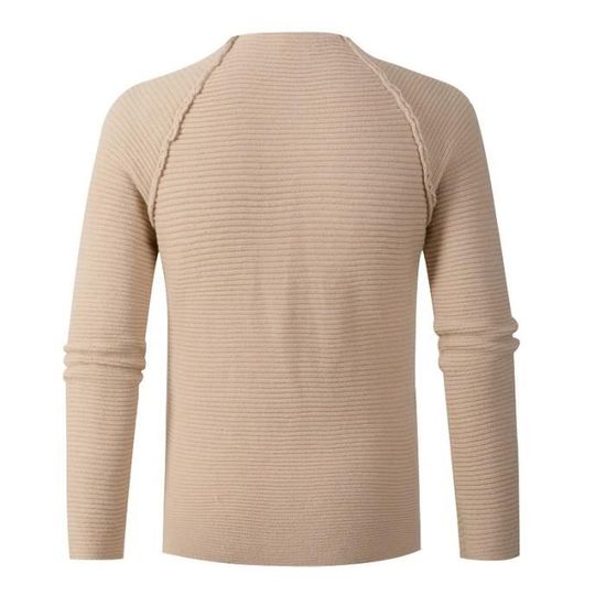 Pull Homme Chaud D'hiver - Col Rond, Manches Longues, Coupe Ajustée - Polaire Doublée - Couleur Unie - Pour Tous Les Jours