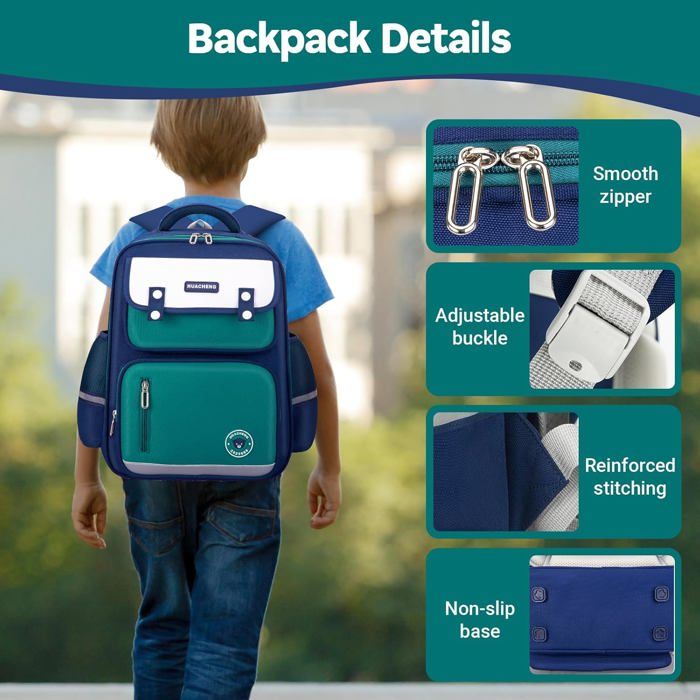 Sac à Dos Enfant IvyH - 32x21x42cm, Imperméable, Bandes Réfléchissantes, Pour École Primaire