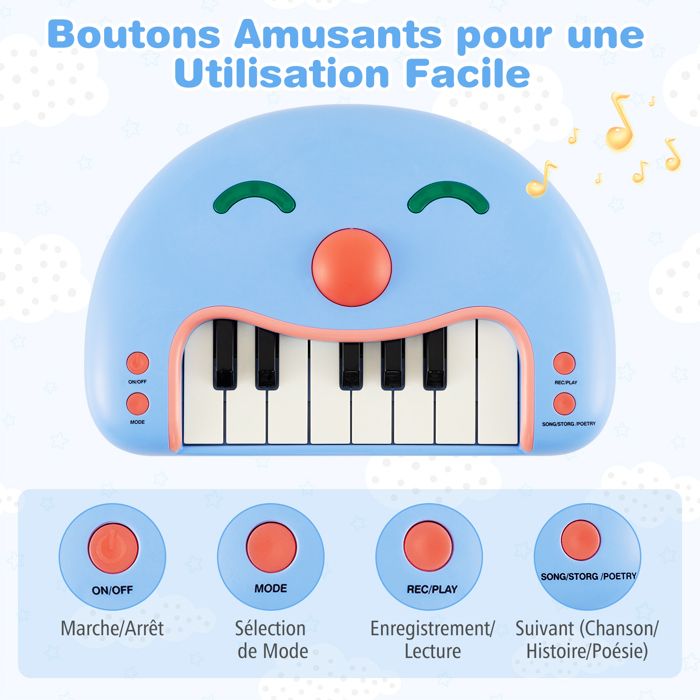 Piano Enfant 37 Touches Avec Microphone – Clavier électronique Multifonction Pour Débutants De 3 à 6 Ans, Apprentissage Musical