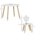 Ensemble table et chaises enfant design scandinave motif étoile bois pin MDF blanc 59x59x50cm Blanc-2