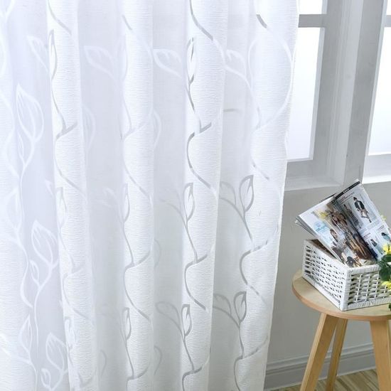 Rideaux Voilage 2 Pièces 100 X 190 Cm – Blanc, Polyester, Filtrage Lumière, Pour Salon, Chambre