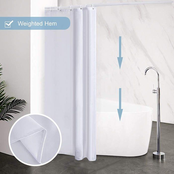 Rideau De Douche Blanc 80x200 Cm – PEVA Transparent Imperméable, Anti-Moisissure, Séchage Rapide