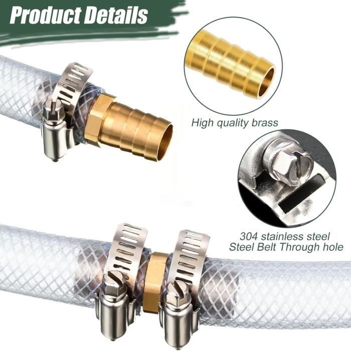 2 Raccords Droits En Acier Inox 28 Mm - Embouts Tuyau Pour Eau, Air, Huile - 12