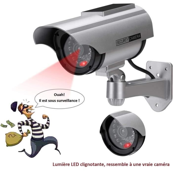 Zerodis Fausse Caméra Solaire Factice – Caméra Dissuasion LED Clignotante Extérieur/Intérieur