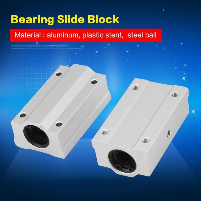 Bloc Linéaire SCS25UU 25mm - Roulement à Billes Fermé Pour Guidage Précis - Alliage Aluminium Oxydé