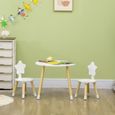 Ensemble table et chaises enfant design scandinave motif étoile bois pin MDF blanc 59x59x50cm Blanc-3