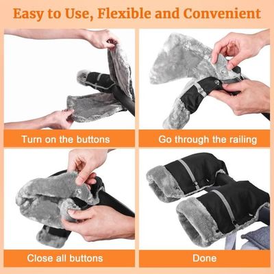 Gants Pour Poussette LUMITERRA - Chauds, Imperméables, Avec Fixation Bouton Pour Guidon - 5