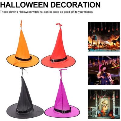 Chapeau De Sorcière Halloween Pointu Avec Araignées - Violet, Taille Unique Pour Adultes Et Enfants