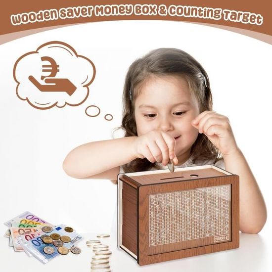 GWHOLE Tirelire En Bois Japonaise Avec Marqueur Et Autocollants - Réutilisable