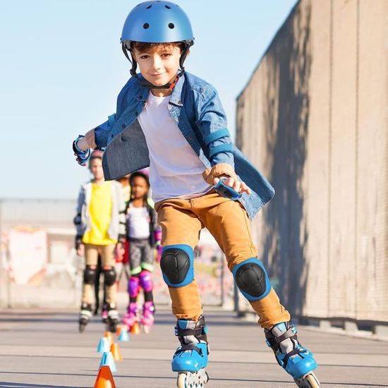 Ensemble de protection pour protecteurs d'enfants Équipement de protection  pour protecteurs de genoux pour enfants avec casque pour patin à roulettes  de vélo de planche à roulettes en ligne 