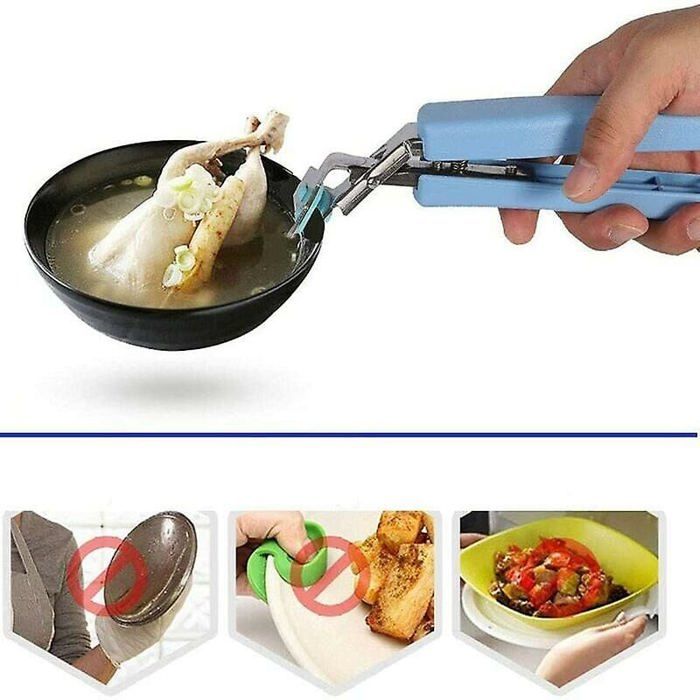 Pince 2 En 1 Anti-brûlure En Silicone - Pour Airfryer, Four, Micro-ondes - Porte-casserole Sécurisé - Verrouillage Pliable - 7