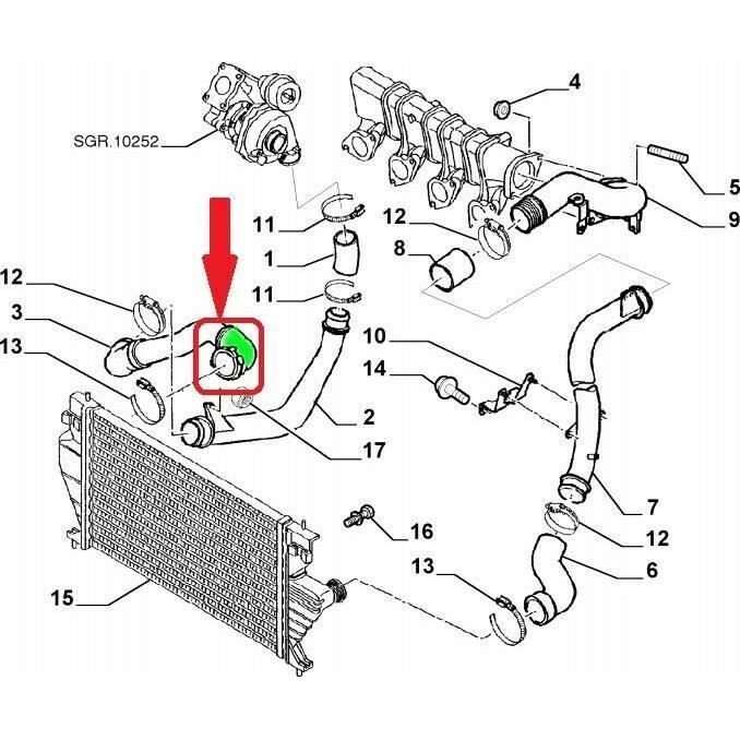 Tuyau Intercooler Turbo Pour Peugeot Boxer / Citroën Jumper 2.2 HDI - Réf. 1606660380 / 1366746080 - 7