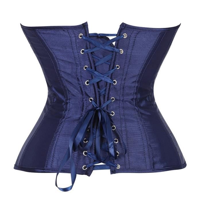 Bustier femme,Corset Sexy en Satin bleu marine pour femmes,Bustier Vintage  à lacets désossés,surbuste de mariée - Type Marine Bleu Blanc - Cdiscount  Prêt-à-Porter