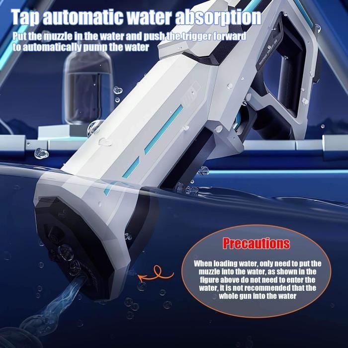 Pistolet à Eau électrique 800 Ml – Jet 10 M, Rechargeable, Effets LED Et Sonores (noir)