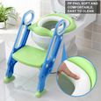 Siège chaise ajustable de formation de pot de sécurité Échelle de toilettes pour bébé enfants Chaise de Siège douce（bleu + vert）-SEC-0