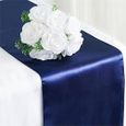 10PCS Chemins de table en satin de 30 x 275 cm - Décoration pour banquet, mariage, fête de mariage - Bleu marin-0