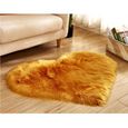 (Jaune),Tapis en peau de mouton imitation laine tapis de tapis shaggy de chambre à coucher antidérapante。 Taille: 50 x 60 cm。-0