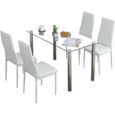 Lot de 4 chaises de salle à manger en simili, Chaise de cuisine,cuir artificiel, Style contemporain, Blanc, 4 pcs-Mondeer-0