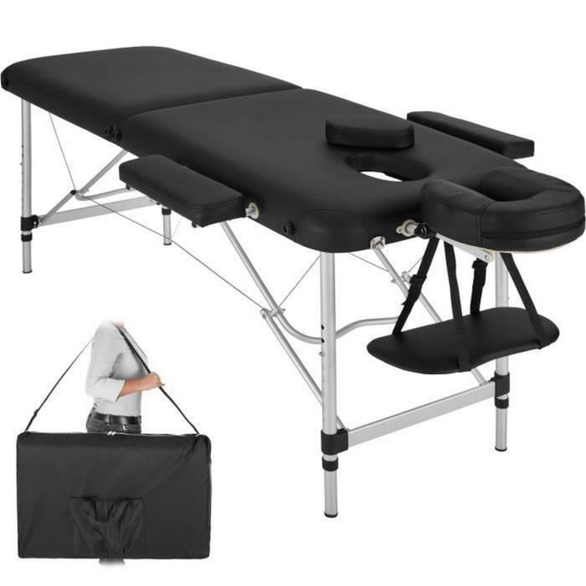 Table Lit De Massage Soin Pliable Transportable Bois Et Aluminium Osteo Kine Masseuse Esthetique 