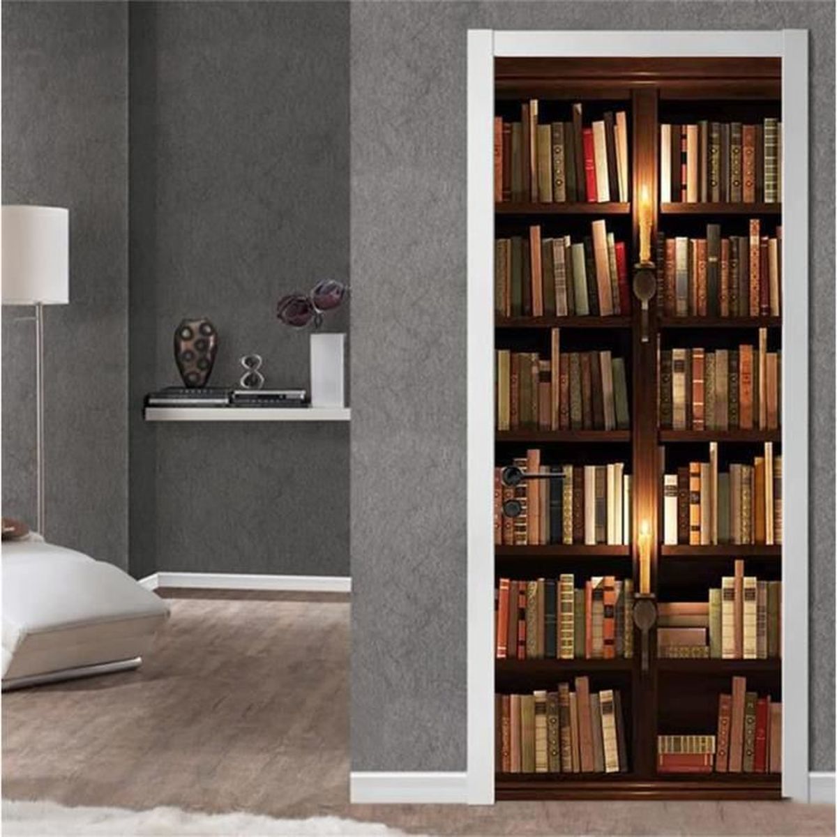 Autocollant Porte 3D Effet Bois Rustique - Sticker Décoratif Amovible, Taille 77x200cm - Facile à Coller, Idéal Salon, Chambre, Cuisine - Design Vintage Et Artistique