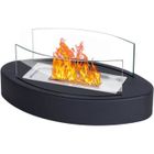 TODECO Cheminée de Table, Cheminée au bioéthanol, Portable Feu de Table pour extérieur et intérieur, Torche de Jardin, Courbé Noir