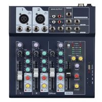 Professional Mixer | 4-Channel 2-Bus Mixer/w USB Audio Interface for Recording DJ Stage Karaoke Music Application