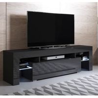 Meuble TV - Unai - Noir avec LED RGB - Contemporain - Design - Brillant