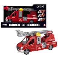 Camion de pompier à friction sonore et lumineux - FERRY - Sam le Pompier - 28CM - Rouge
