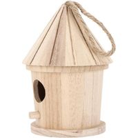 VINGVO Nichoir en bois Nid d'oiseau suspendu en forme de rond en bois naturel bricolage maison d'oiseau en bois pour jardin