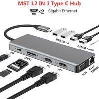CS-02581-Station d'accueil de Type C MST Multi Hub avec adaptateur Audio. RJ45 VGA. usb 3.0. Compatible HDMI. pour MacBook Pro-Air