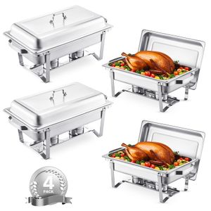 Lot De 2 Chauffe-Plats En Acier Inoxydable 6L - Idéal Pour Buffets Et Restauration