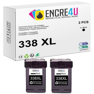 2 Cartouches D'encre Compatibles HP 343 +338XL - Noir & Couleurs - Fabriqué En France