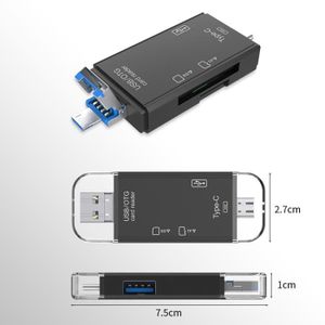 LECTEUR DE CARTE EXT. 6 en 1 noir-Lecteur de carte SD USB C lecteur de c
