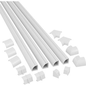 Goulotte plastique demi-ronde avec bande adhésive autocollante - 100 x 11,9  cm / blanc